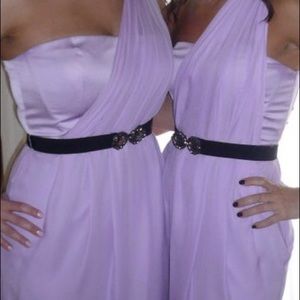 Lilac Grecian style one shoulder bcbg dress w belt